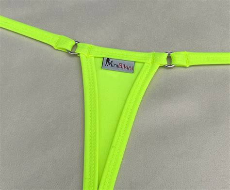 extreme micro bikini bottom neon yellow color extreme micro mini bikini thong g string etsy