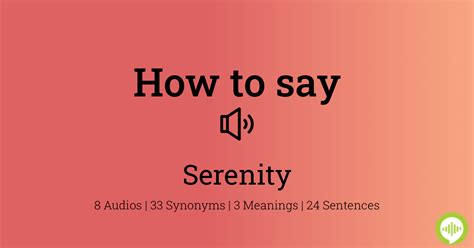 How To Pronounce Serenity