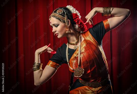 Portrait Of White Girl As An Indian Classical Dancer In Traditional