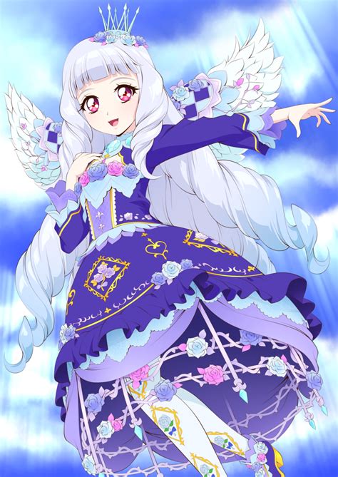 An Anime Character With White Hair And Blue Eyes Wearing A Purple Dress