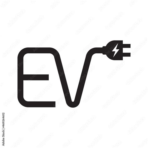 EV With Plug Icon Symbol Electric Vehicle Charging Point Logotype Eco Friendly Vehicle