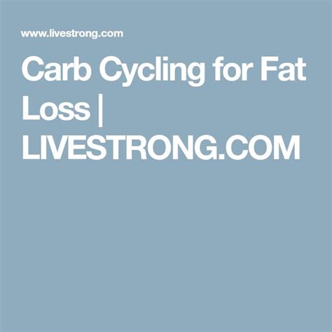 Carb Cycling For Fat Loss Livestrongcom Low Carbohydrate Diet Low