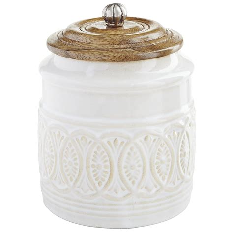 And this set of 4 is as pretty as it is practical, showcasing hammered designs and a stainless steel brushed nickel finish. Ivory Farmhouse Canisters | Pier 1 Imports