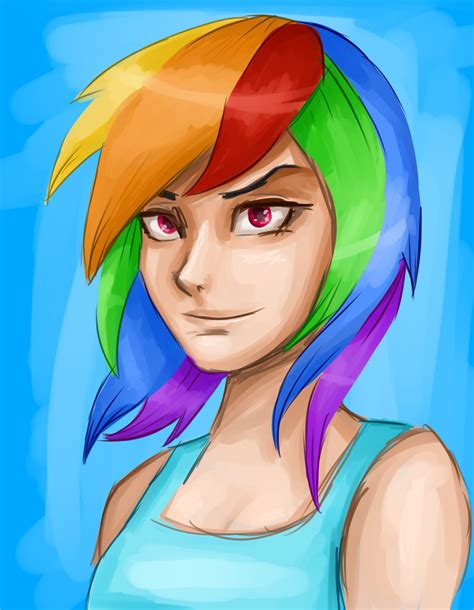 677037 Safe Artistclrb Rainbow Dash Human Female Humanized