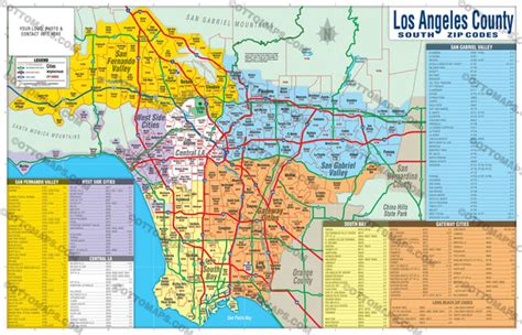 Los Angeles Zip Code Map South County Areas Colorized Otto Maps