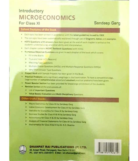 Introductory Microeconomics For Class 11th By Sandeep Garg Dhanpat Rai Publications Buy