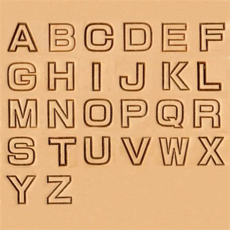 Alphabet Leather Stamp Set Block Outline Font 34 19mm Etsy