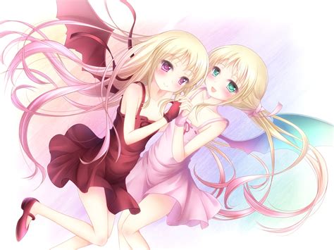 2girls blonde hair dress long hair tagme yayayoruyoru anime wallpapers