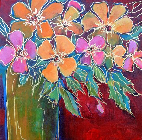 Witch riding the moon painting by laran art. Original Modern Art Abstract Flower Still-Life Painting on ...