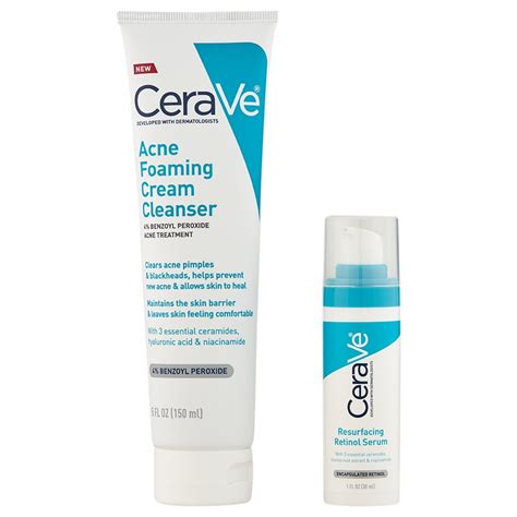 Cerave Acne Foaming Cream Cleanser 5 Oz And Resurfacing Serum 1 Oz