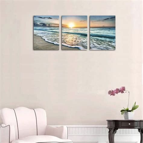 Rosecliff Heights Canvas Wall Art Beach Sunset Ocean Waves Wall Decor 3