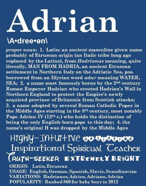 Adrian Personalized Name Print Typography Print Detailed Name Definitions Numerology