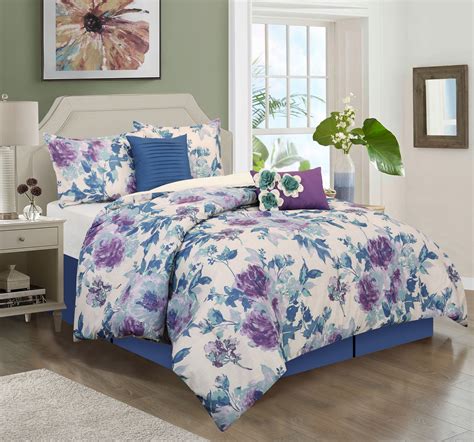 Nanshing Anne 6 Piece Bedding Comforter Set Purple Queen