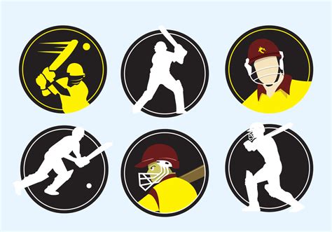 Cricket Player Icons 101594 Vector Art At Vecteezy