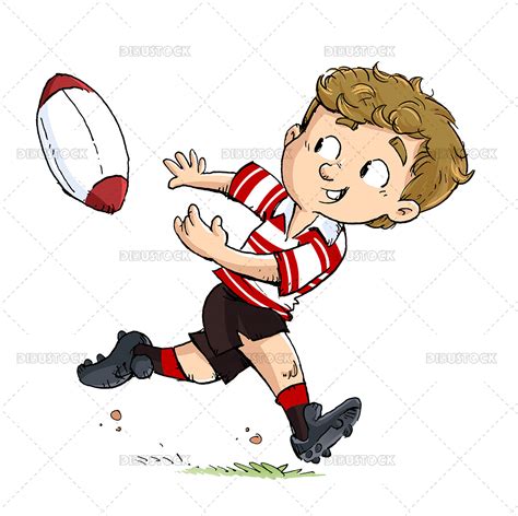 Illustration Of Little Girl Rugby Player Passing The Ball