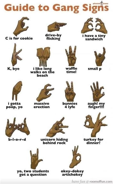 Guide To Gang Signs Funnies Pinterest