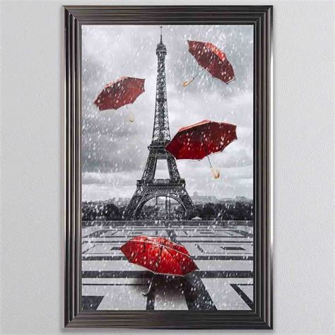 Shh Interiors Red Umbrellas At The Eiffel Tower Paris Framed Wall Art