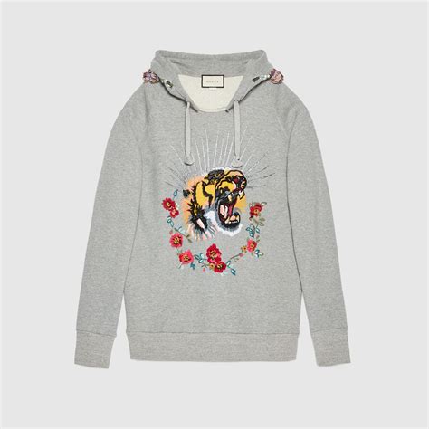 Embroidered Hooded Sweatshirt Gucci Womens Sweatshirts 457923x5m131672