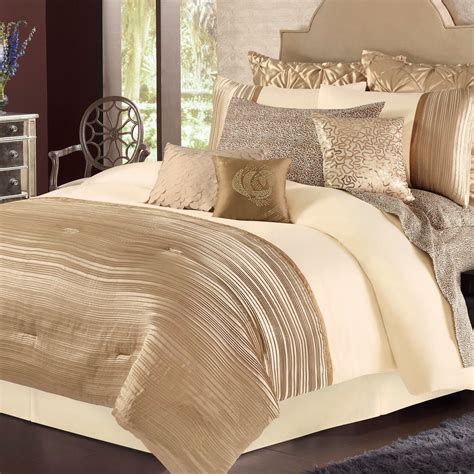 Blue and brown comforter sets. Champagne and cream comforter | Gold bedroom decor, Woman ...