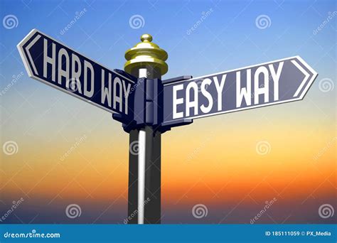 Easy Way Hard Way Signpost With Two Arrows Stock Illustration