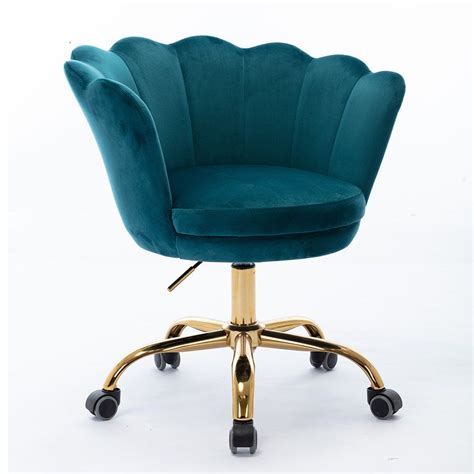 Velvet Swivel Shell Chair Modern Vanity Chair With Wheels Ergonomic