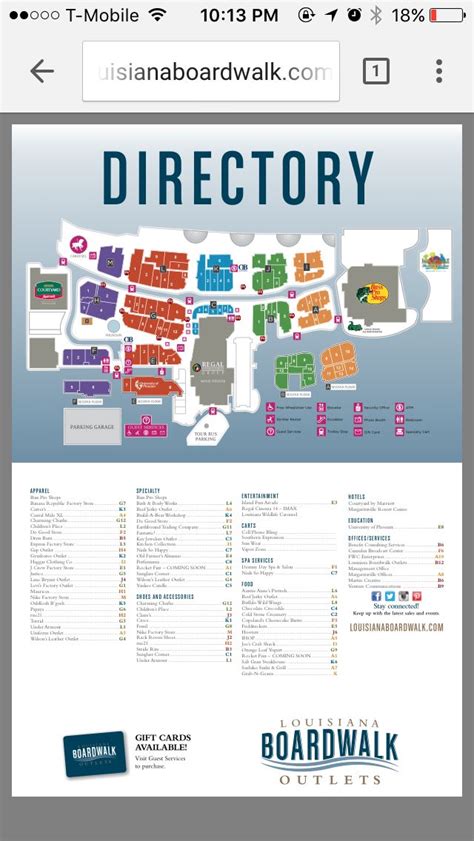 Directory Map Louisiana Boardwalk Outlets Shreveport Louisiana