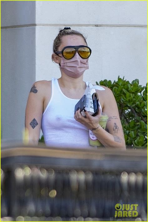 Miley Cyrus Goes Braless In See Through Tank Top While Running Errands