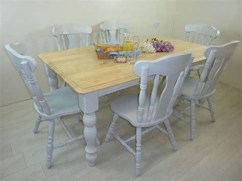 Benfield sable brown wood upholstered dining chair with stone gray seat (set of 2) (20.6 in. 6ft Solid Wood Farmhouse Table and 6 Chairs-Painted Vintage, Antique & Farmhouse Furniture