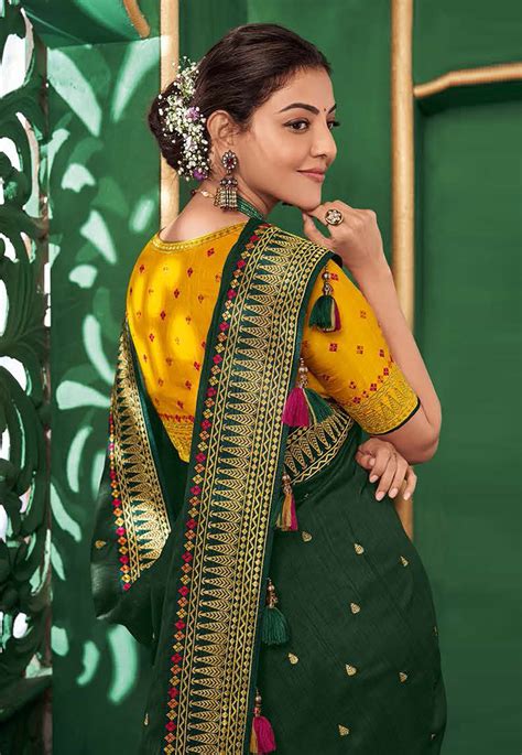 Kajal Aggarwal Green Art Silk Bollywood Saree 5157