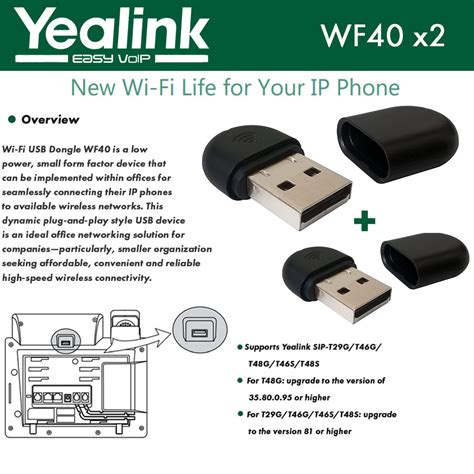 Yealink Wf40 2 Pack Usb Dongle Wi Fi Plug And Play 150 Mbps For T29g