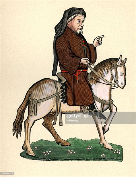 Canterbury Tales Geoffrey Chaucer As A Pilgrim On Horseback High Res