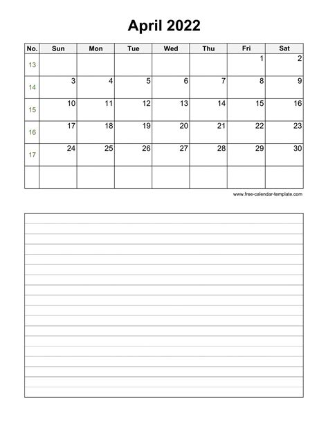 Blank Calendar April 2022 Printable Printable Word Searches Images