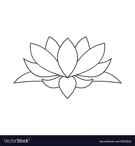 Lotus Flower Icon Outline Style Royalty Free Vector Image