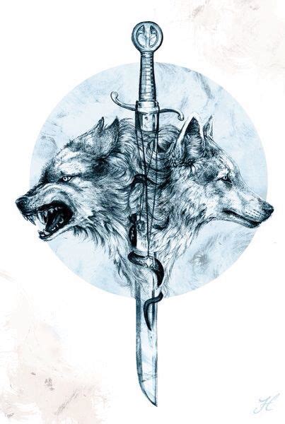 Two Wolves And A Sword Tattoo Wolf Art Print Wolf Tattoos Sword
