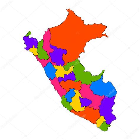 Vector Mapa De Peru Politico Mapa Político Del Perú — Vector De