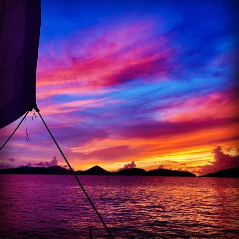 Gorgeous Sunset Virgin Islands Lightning Sailing Sunrise Sky