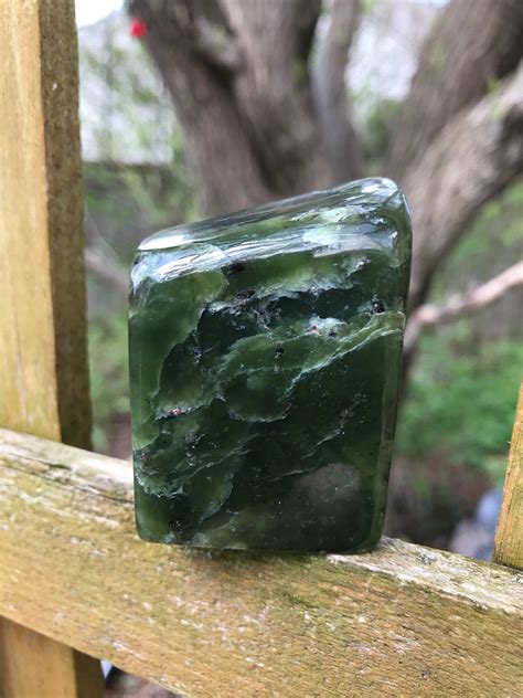 Jade Nephrite Standing Stone Deep Green Polished Stone Grams