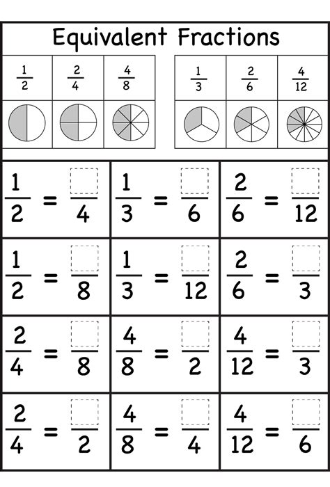 Free Printable Equivalent Fractions Worksheets