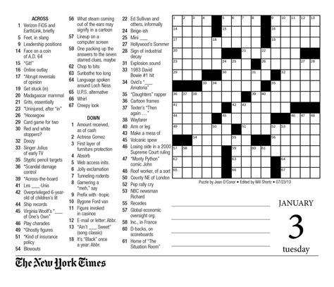 New York Times Crossword Printable Free