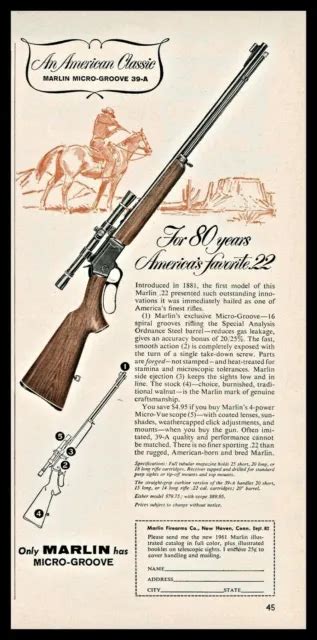 Marlin Model A Lever Action Rifle Print Ad Original Gun
