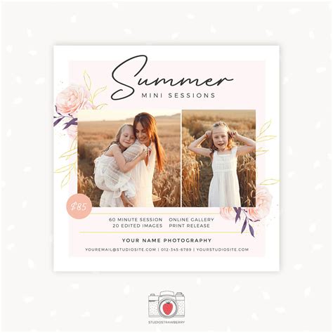 Summer Photography Mini Session Template Strawberry Kit