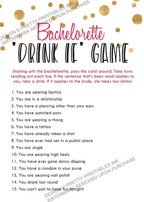 Printable Bachelorette Game Bachelorette Drinking Game Etsy