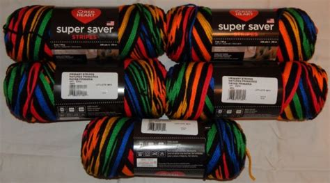 Red Heart Super Saver Yarn Primary Stripes Acrylic 5oz For Sale Online