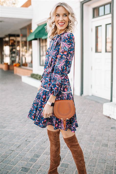 Fall Dress Outfit With Over The Knee Boots Straight A Style