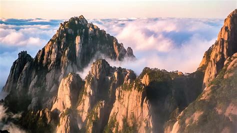 Hd Wallpaper Huangshan China Huangshan Mountain Trees Clouds