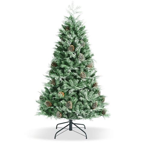 6ft Snow Flocked Artificial Christmas Tree With 715 Glitter Pe And Pvc