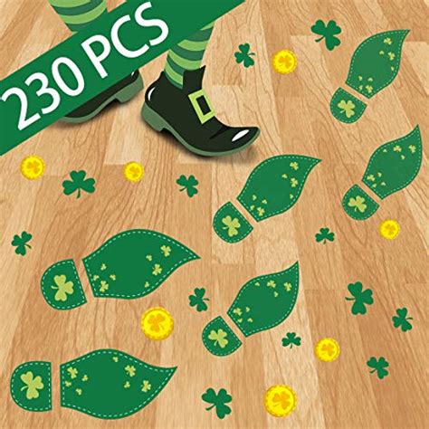 270pcs St Patricks Day Decorations Leprechaun Footprints Floor Decals