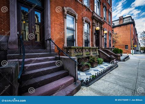 Rowhouses In Mount Vernon Baltimore Maryland Stock Image Image Of