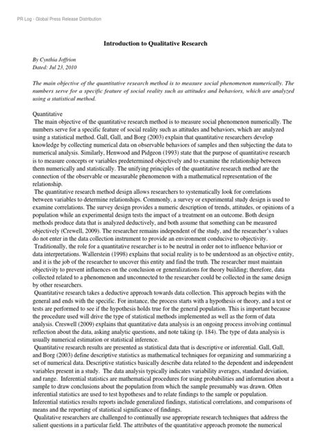 Alcohol addiction among high schoolers , or qualitative research requires none of this. 10814286 Introduction to Qualitative Research | Quantitative Research | Statistics