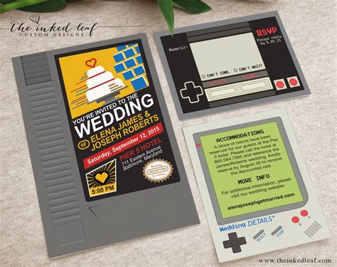 Geek Wedding Invitations Nintendo Nes Cartridge Mario Etsy Geek